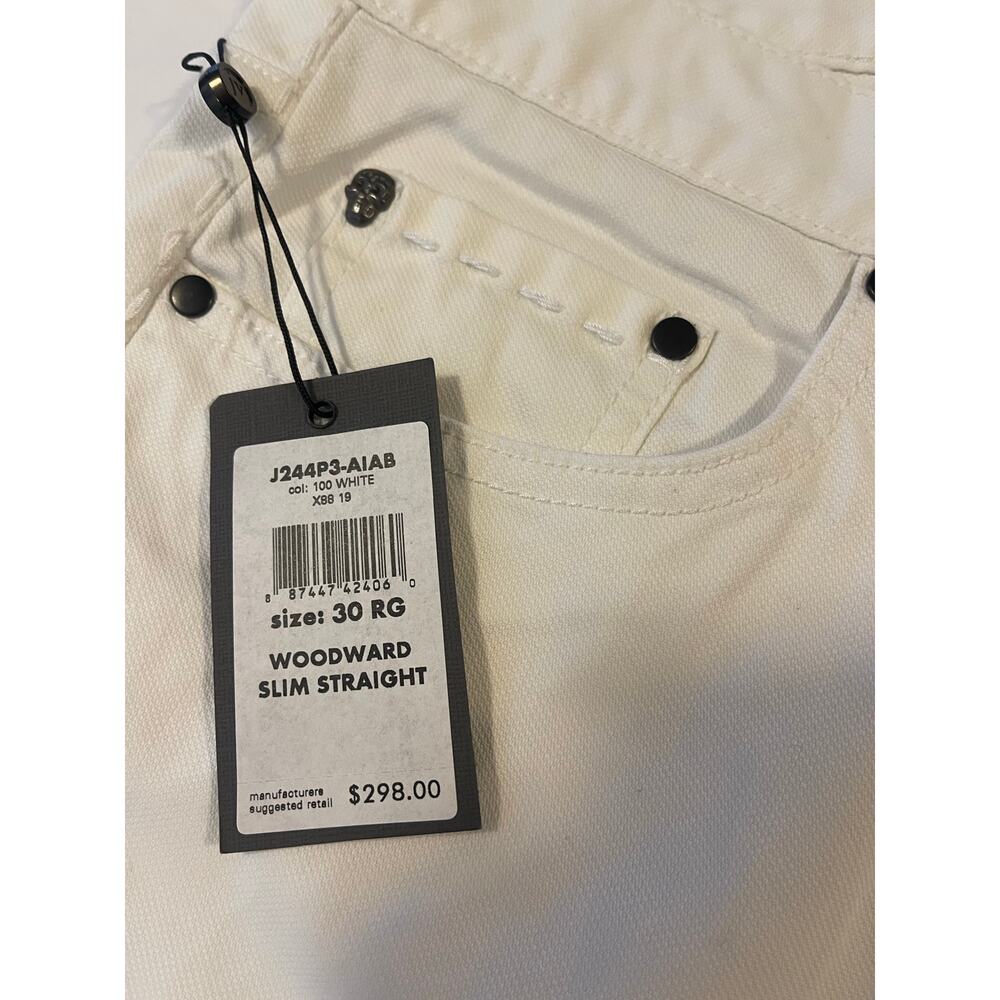 NWT: John Varvatos Woodward Slim Straight Jeans in White Size 30 - Picture 3 of 10